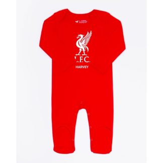 LFC Baby Personalised Liverbird Sleepsuit Red