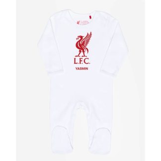 LFC Baby Personalised Liverbird Sleepsuit White