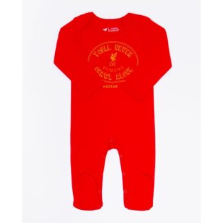 LFC Baby Personalised You'll Never Crawl Alone Sleepsuit Red