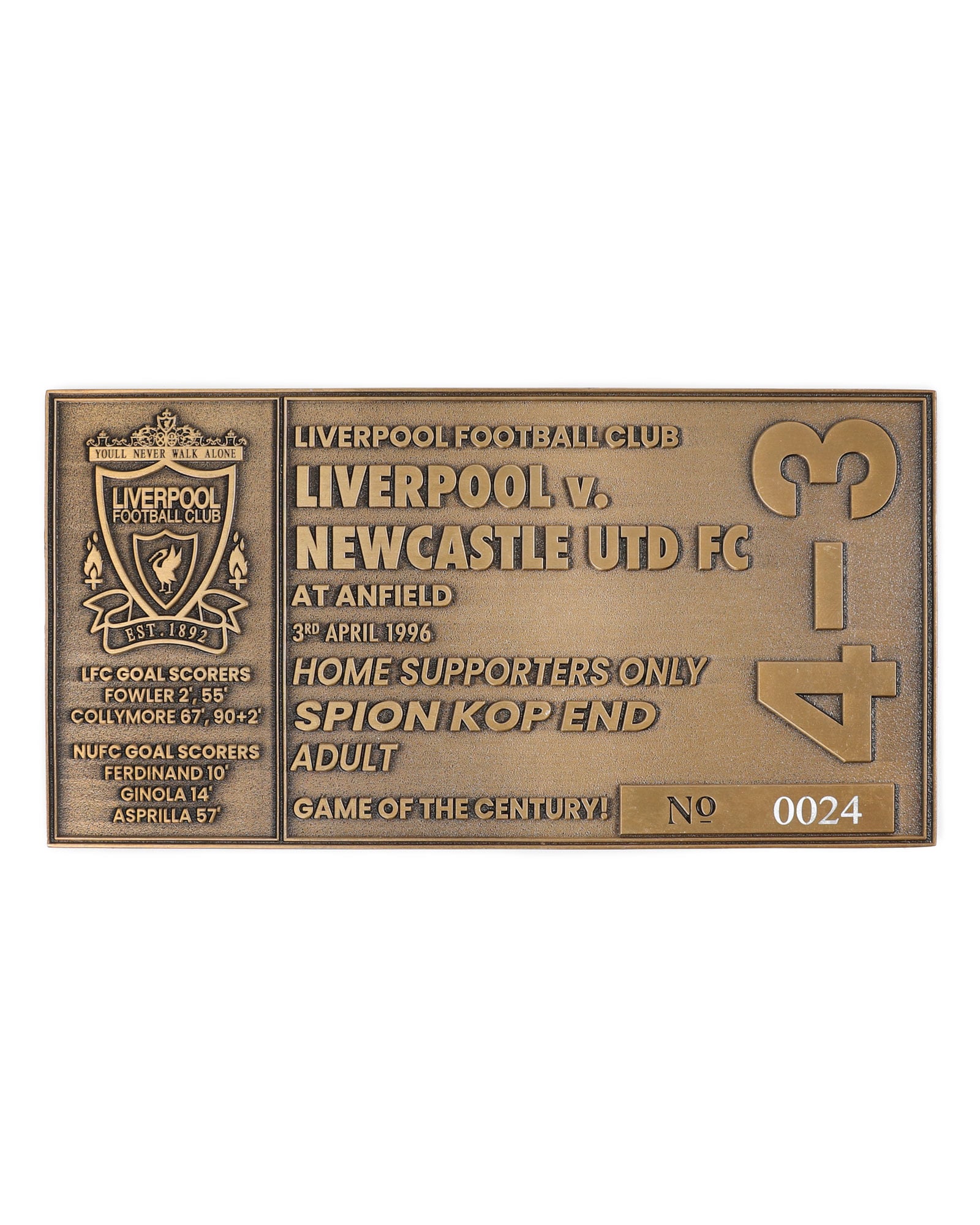 LFC 4-3 Newcastle Collectible Ticket OS