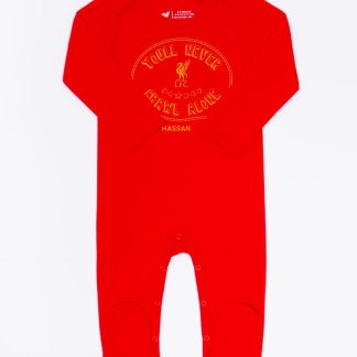 LFC Baby Personalised You'll Never Crawl Alone Sleepsuit Red NB