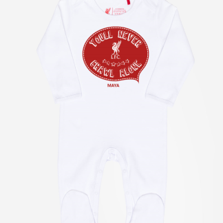LFC Baby Personalised You'll Never Crawl Alone Sleepsuit White NB